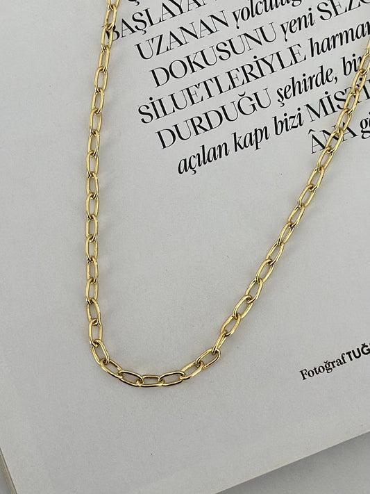 14K Renk Altın Model İnce Ataç Zincir Kolye