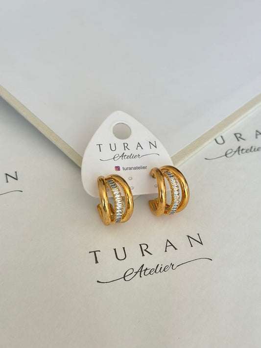 Ortası Taşlı Halka Küpe