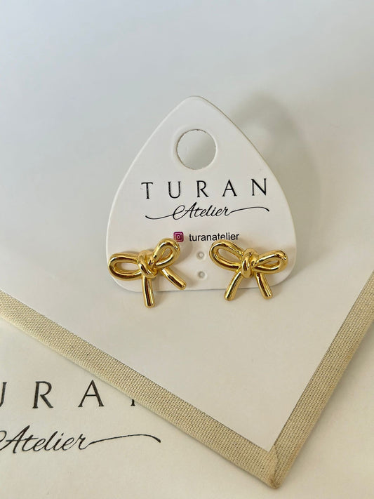 Mini Ribbon Gold Renk Küpe