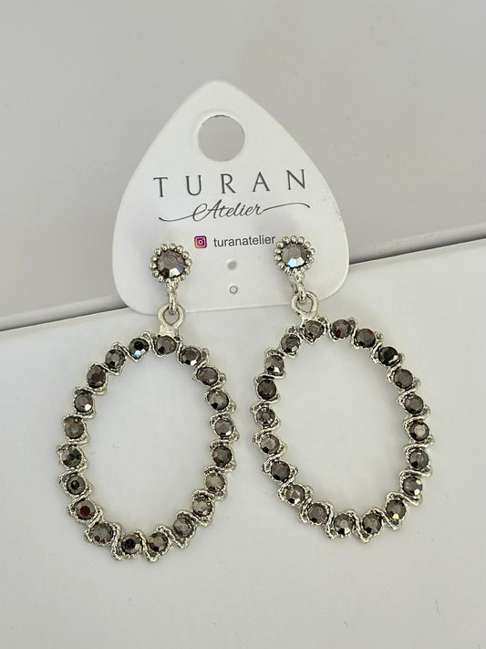 Siyah Taşlı Abiye Küpe