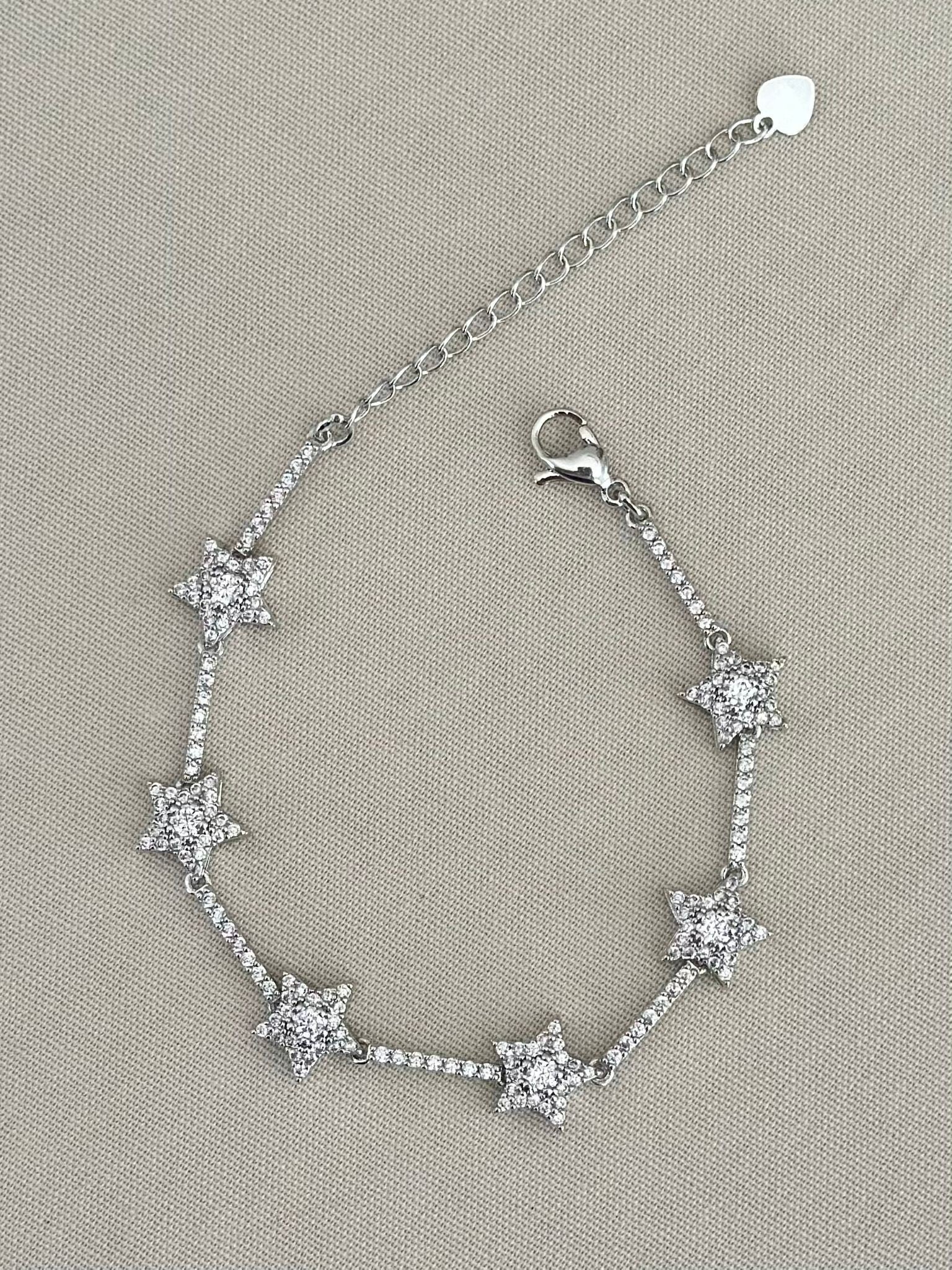 Gümüş Renk Zirkon Star Bileklik