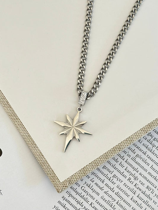 Gümüş Renk Kuzey Yıldızı Kolye
