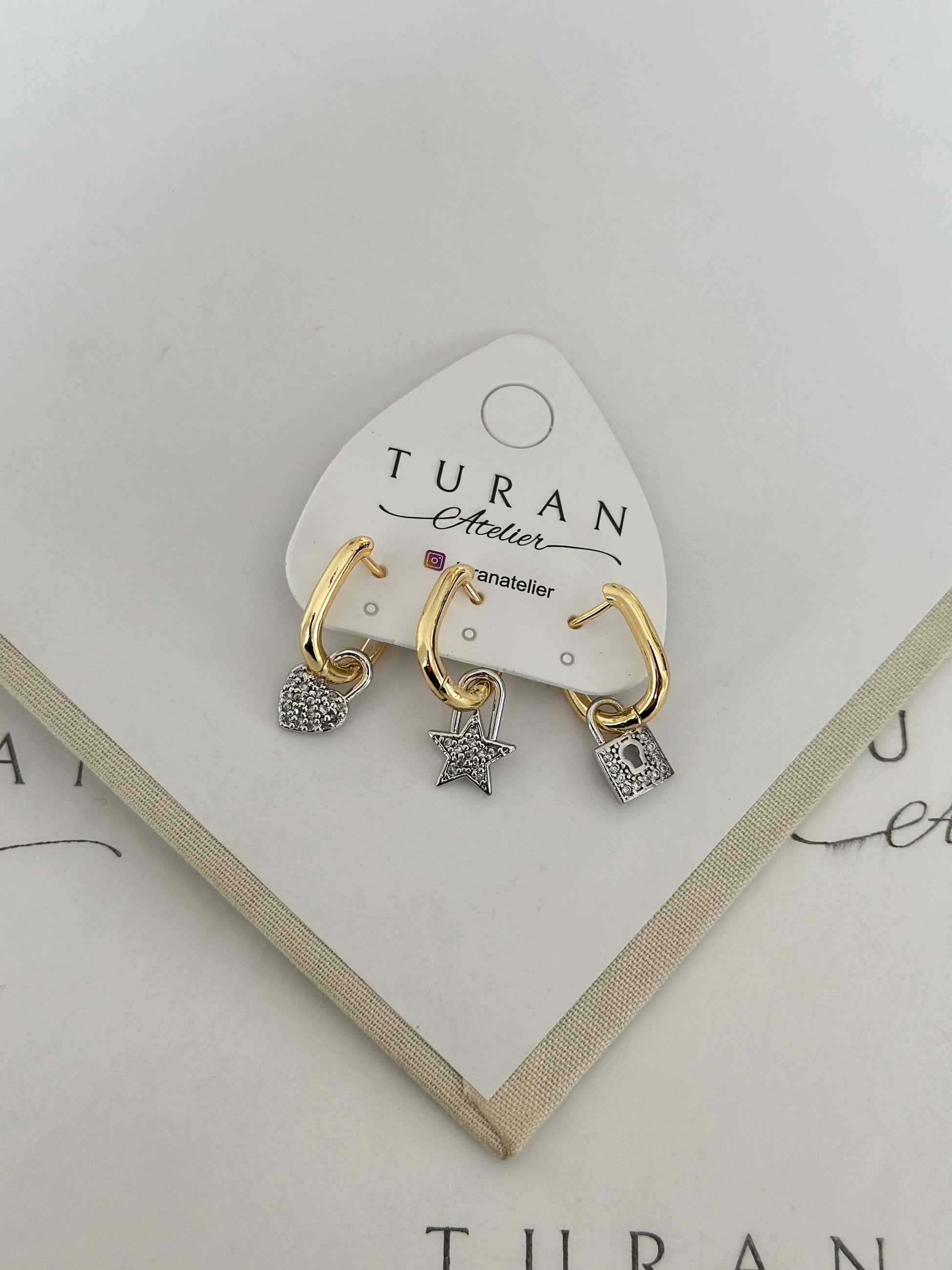 Kalp Kilit Set Küpe