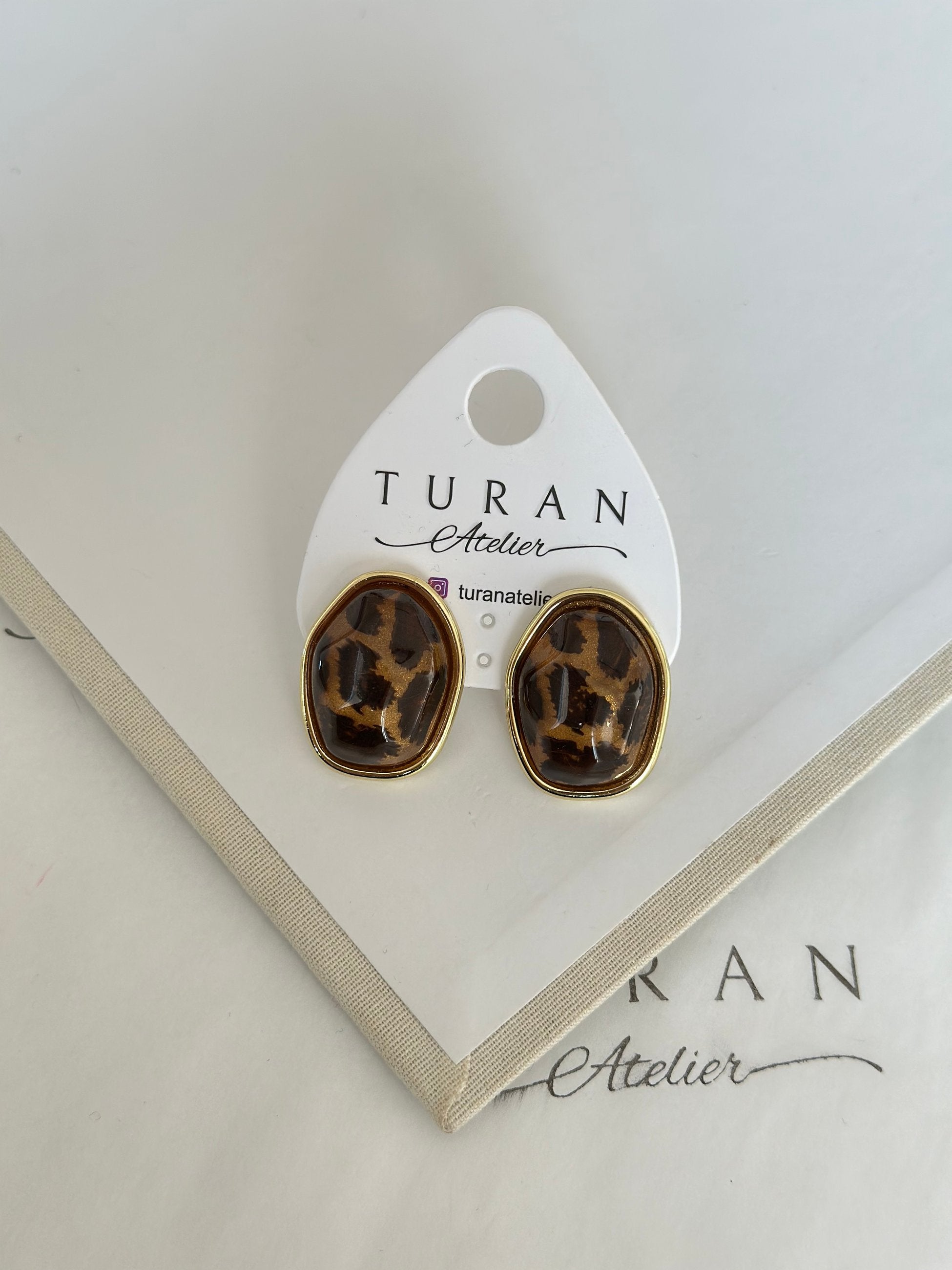 Leopar Tasarım Geometrik Küpe