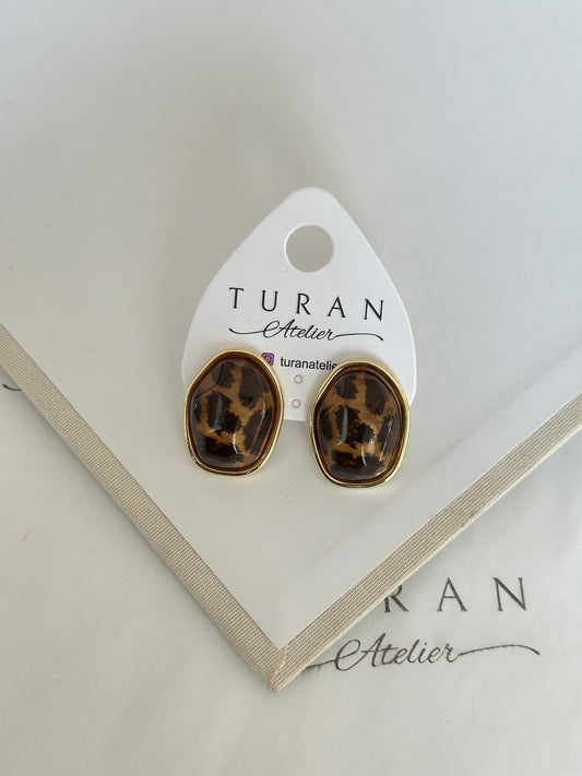 Leopar Tasarım Geometrik Küpe