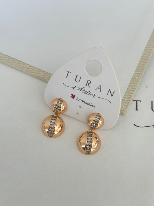 Taşlı Yarım Top Küpe