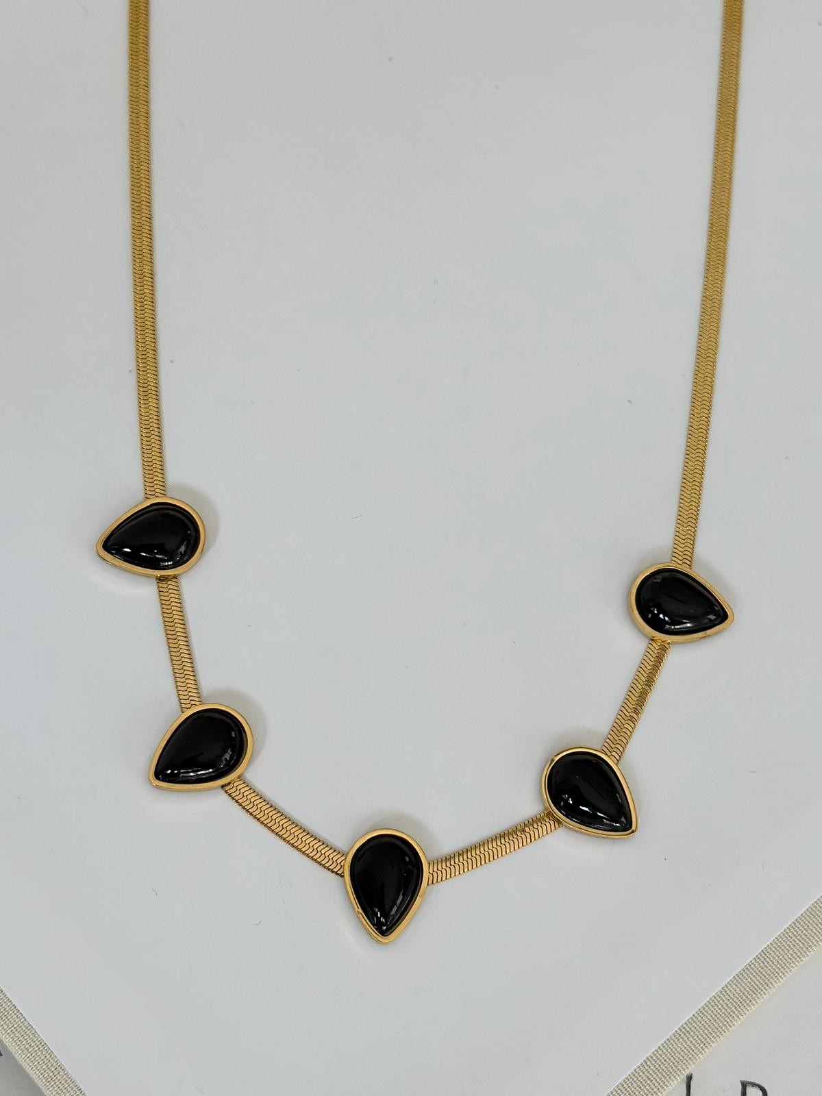 Siyah Damla İtalyan Gold Kolye