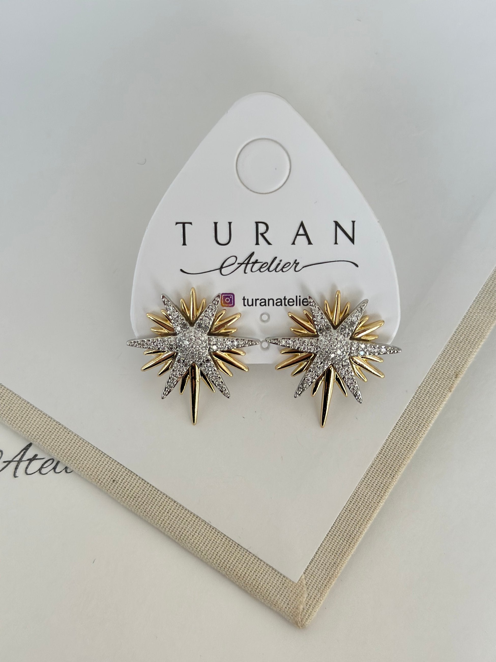 Taşlı Mix Yıldız Küpe