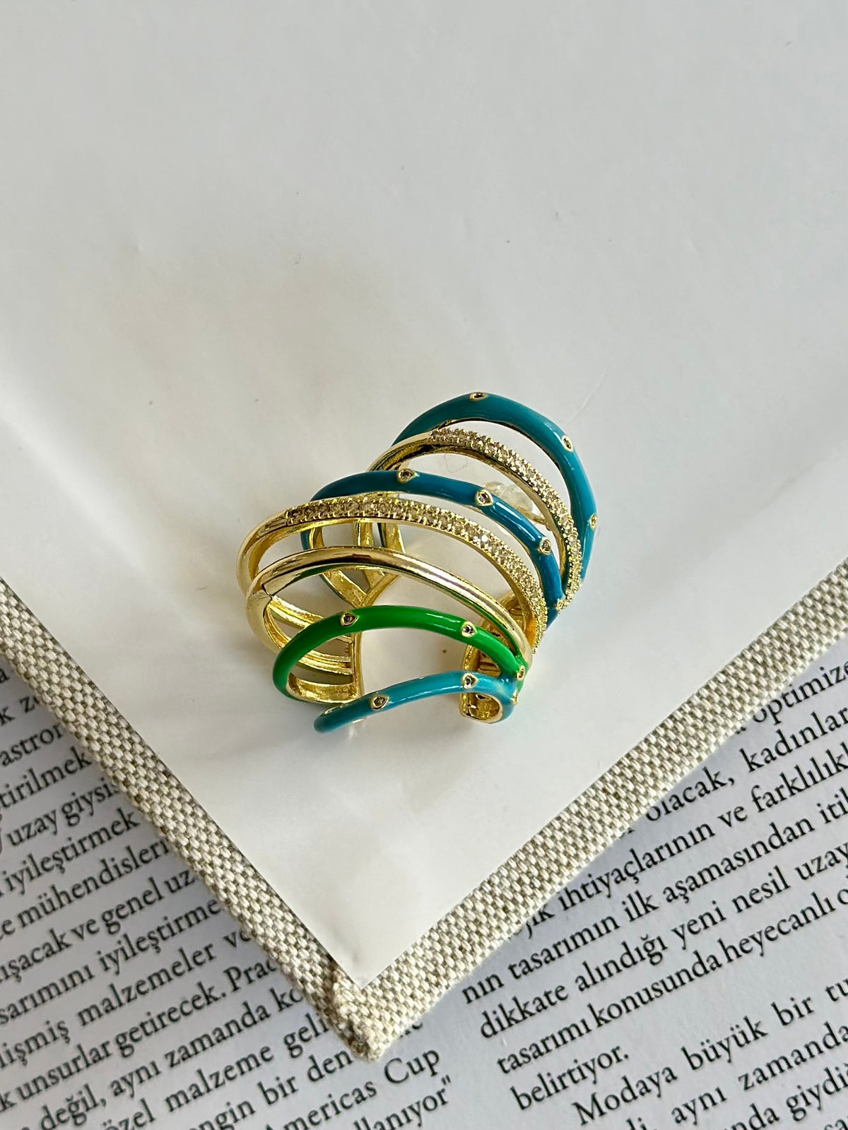 Mavi Renkli Taşlı Earcuff Küpe