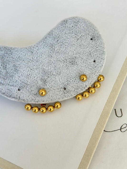 Çoklu Görünümlü Gold Topçuk Küpe