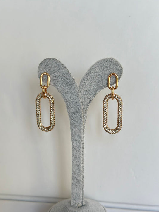 Bronz Gold Taşlı Tasarım Küpe