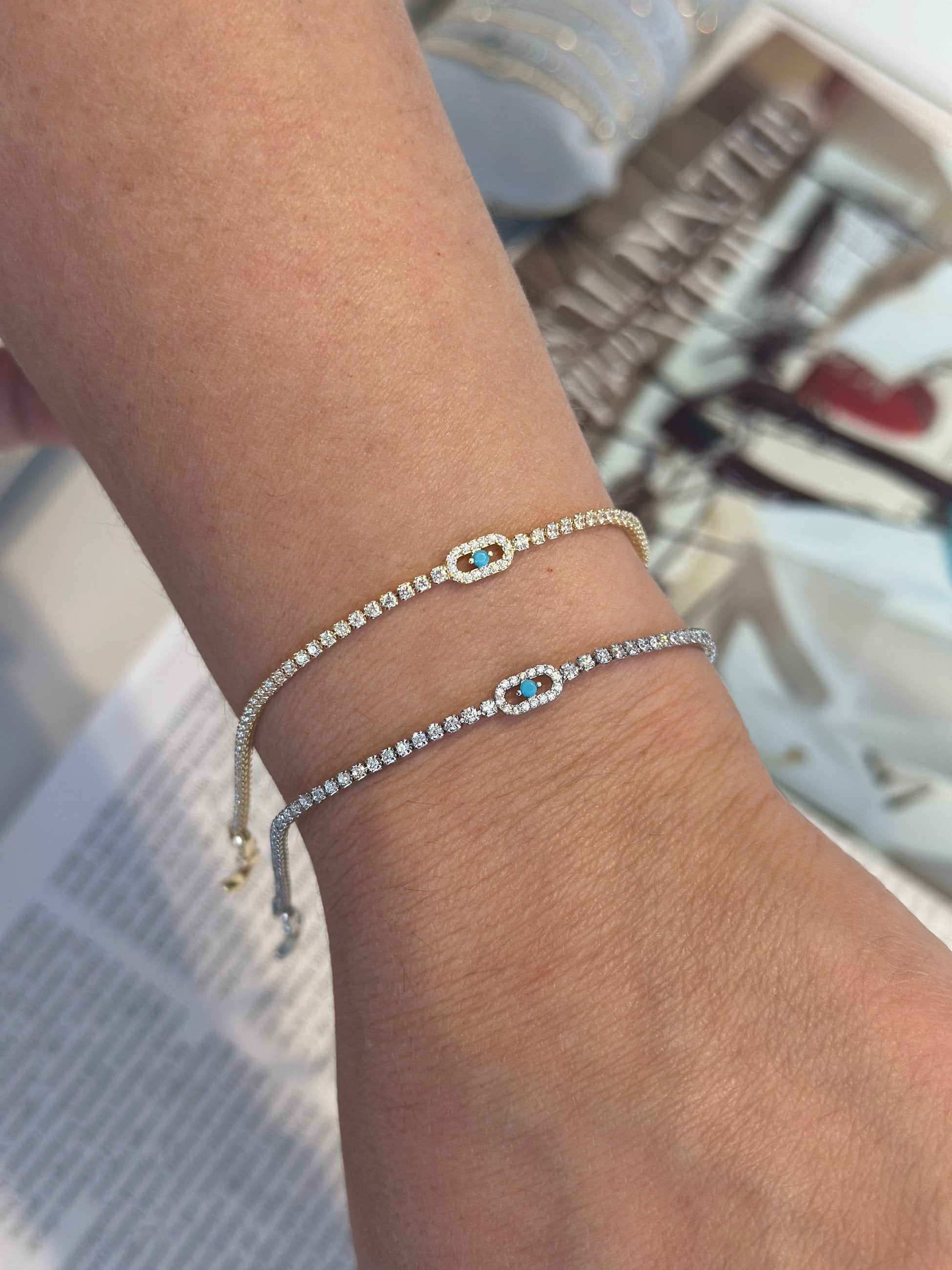 Mavi Taşlı Minimal Su Yolu Bileklik