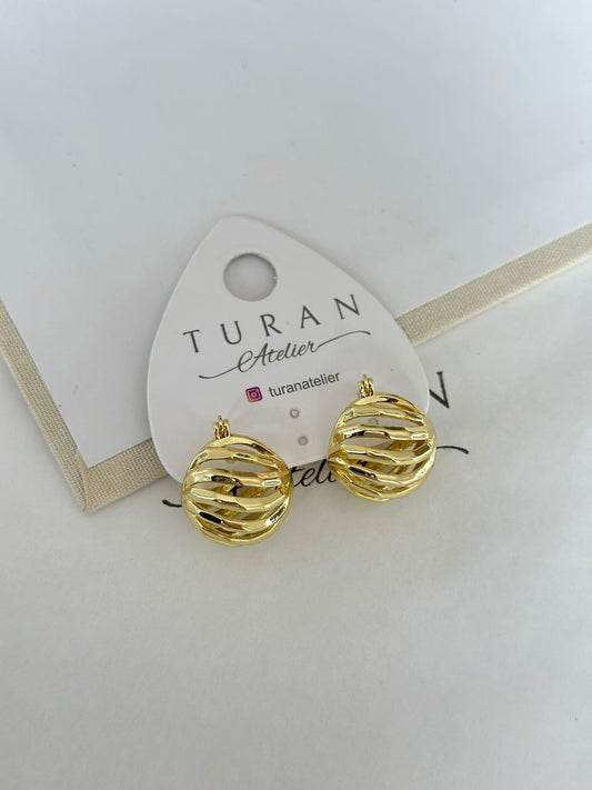 Çelik File Gold Top Küpe