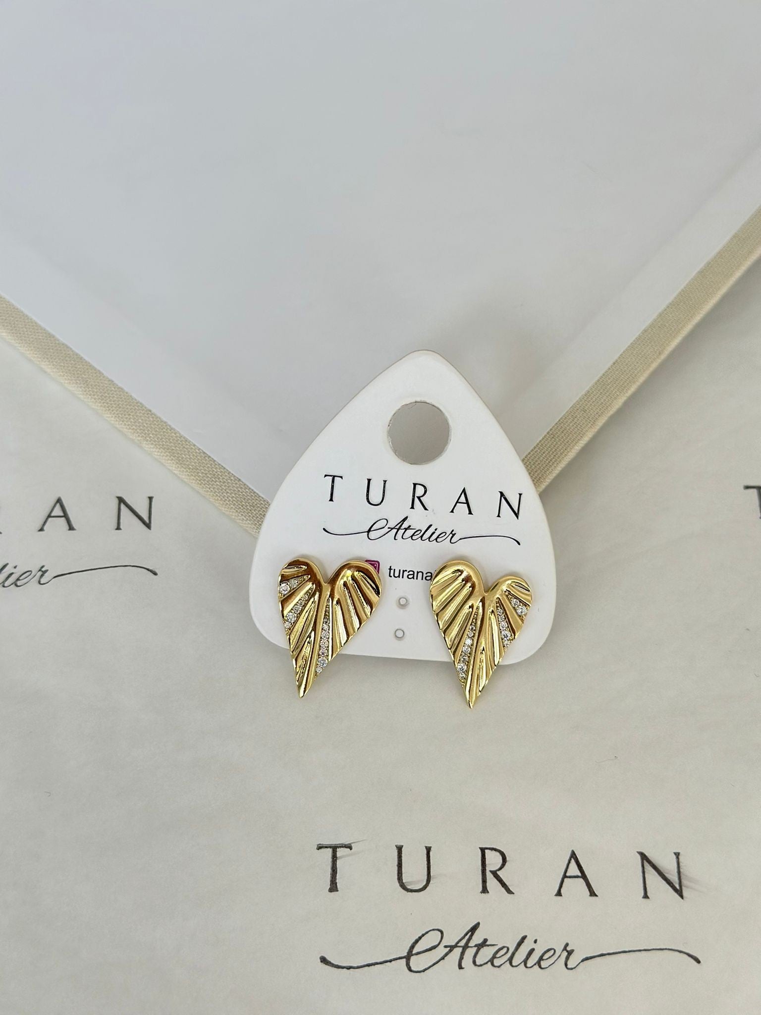 Özel Seri Taşlı Kalp Küpe (14KRenk)