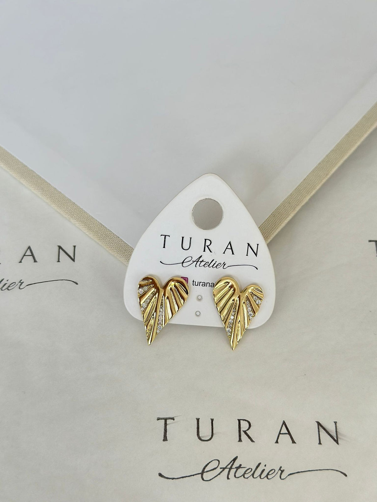 Özel Seri Taşlı Kalp Küpe (14KRenk)