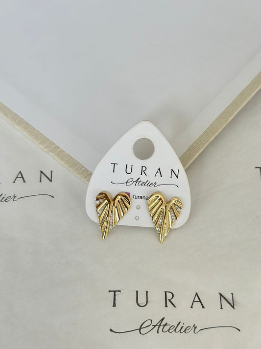 Özel Seri Taşlı Kalp Küpe (14KRenk)