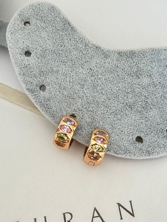 Tasarım Renkli Taşlı küpe