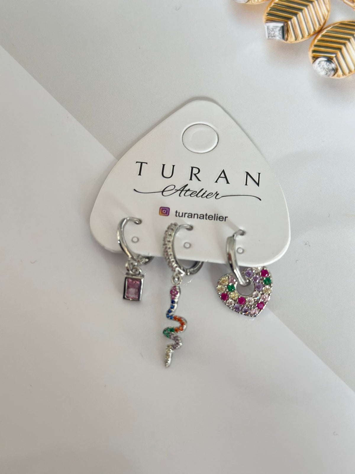 Gümüş Renk Yılan Detay Set Küpe