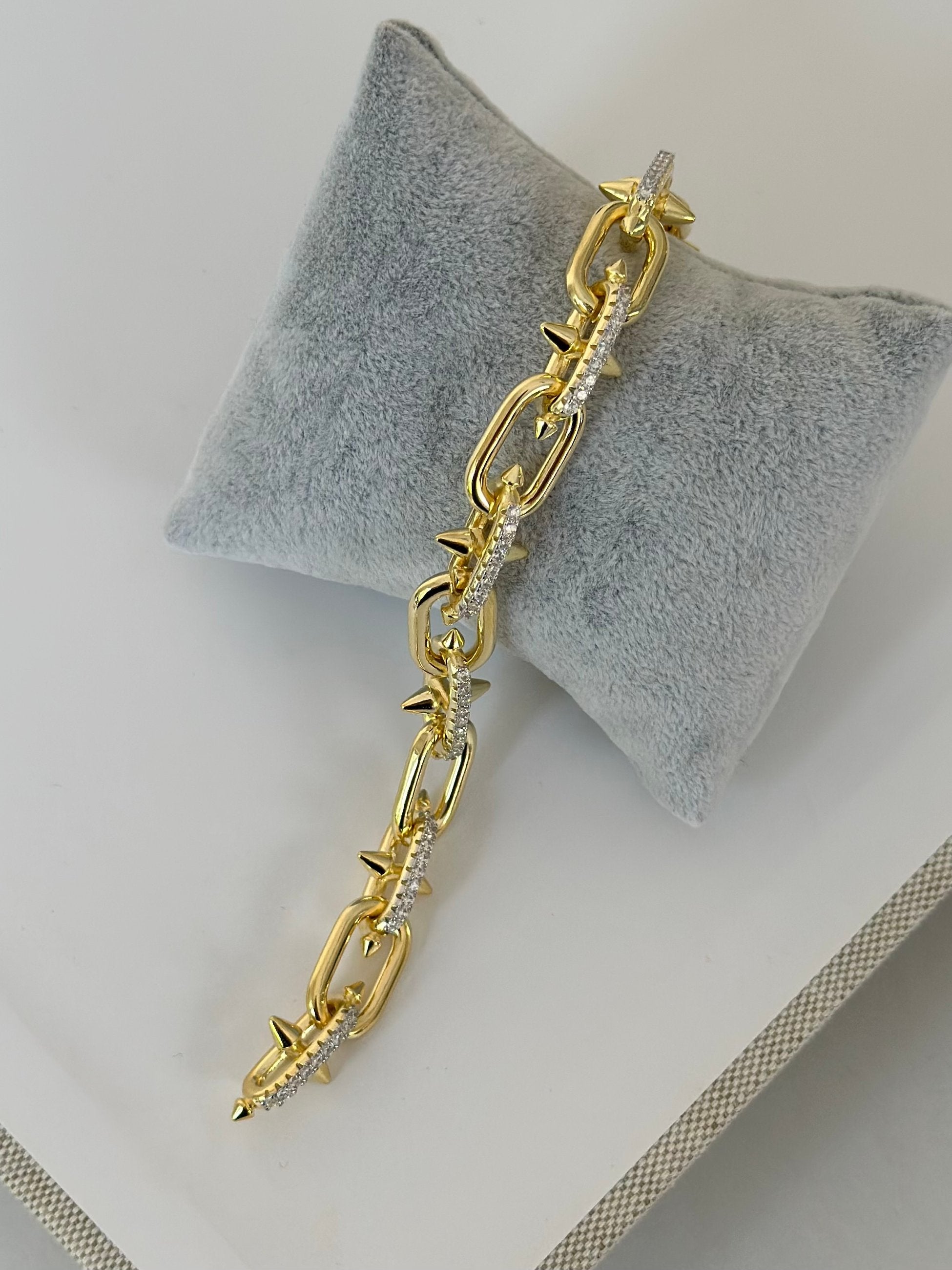 Özel Seri Taşlı Tiff Tasarım Gold Bileklik