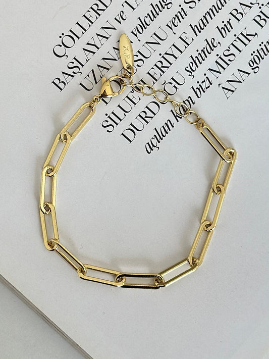 14K Renk Ataç Zincir Altın Model Bileklik
