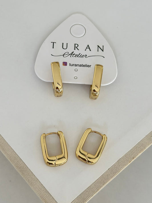 14 K Renk Kare Form Mini Küpe