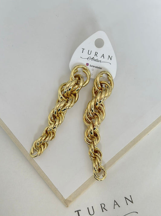 Özel Tasarım Burgu Büyük Küpe / Gold Renk