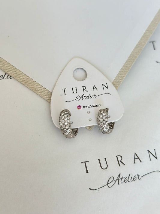 Mini Taşlı Halka Küpe