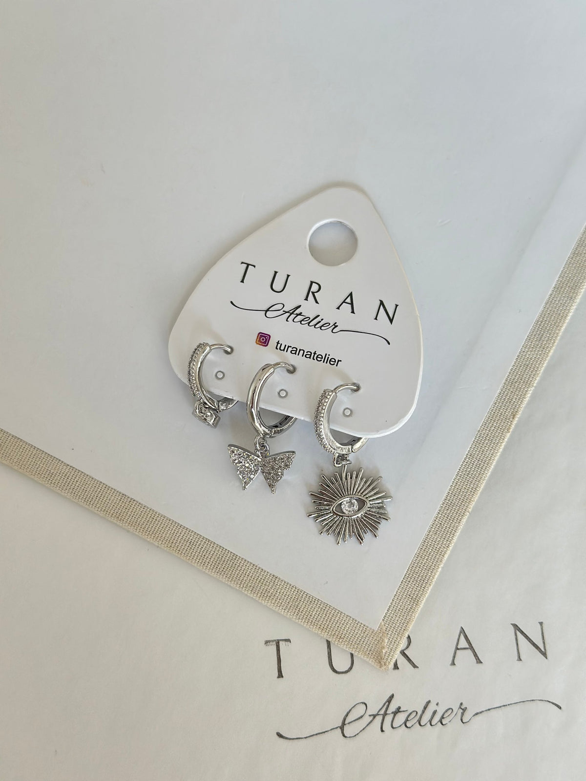 Kelebek Kombin Küpe Gümüş Renk