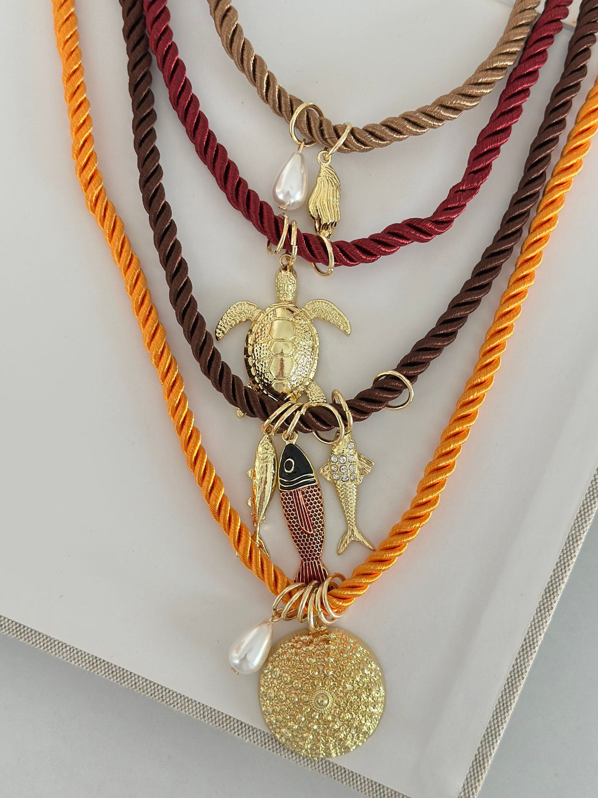 Deniz Temalı Balık Kaplumbağa 4'lü Kolye Seti