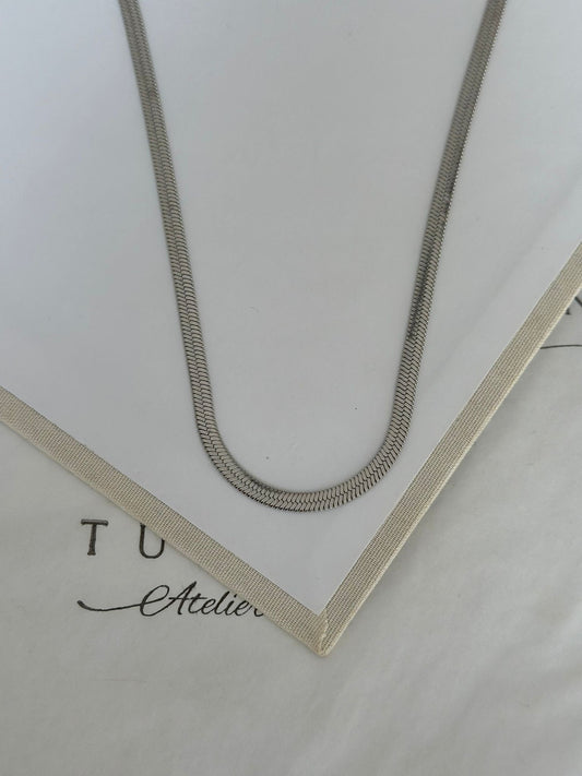4 MM İtalyan Gümüş Renk Çelik Kolye | 50 + 5 cm