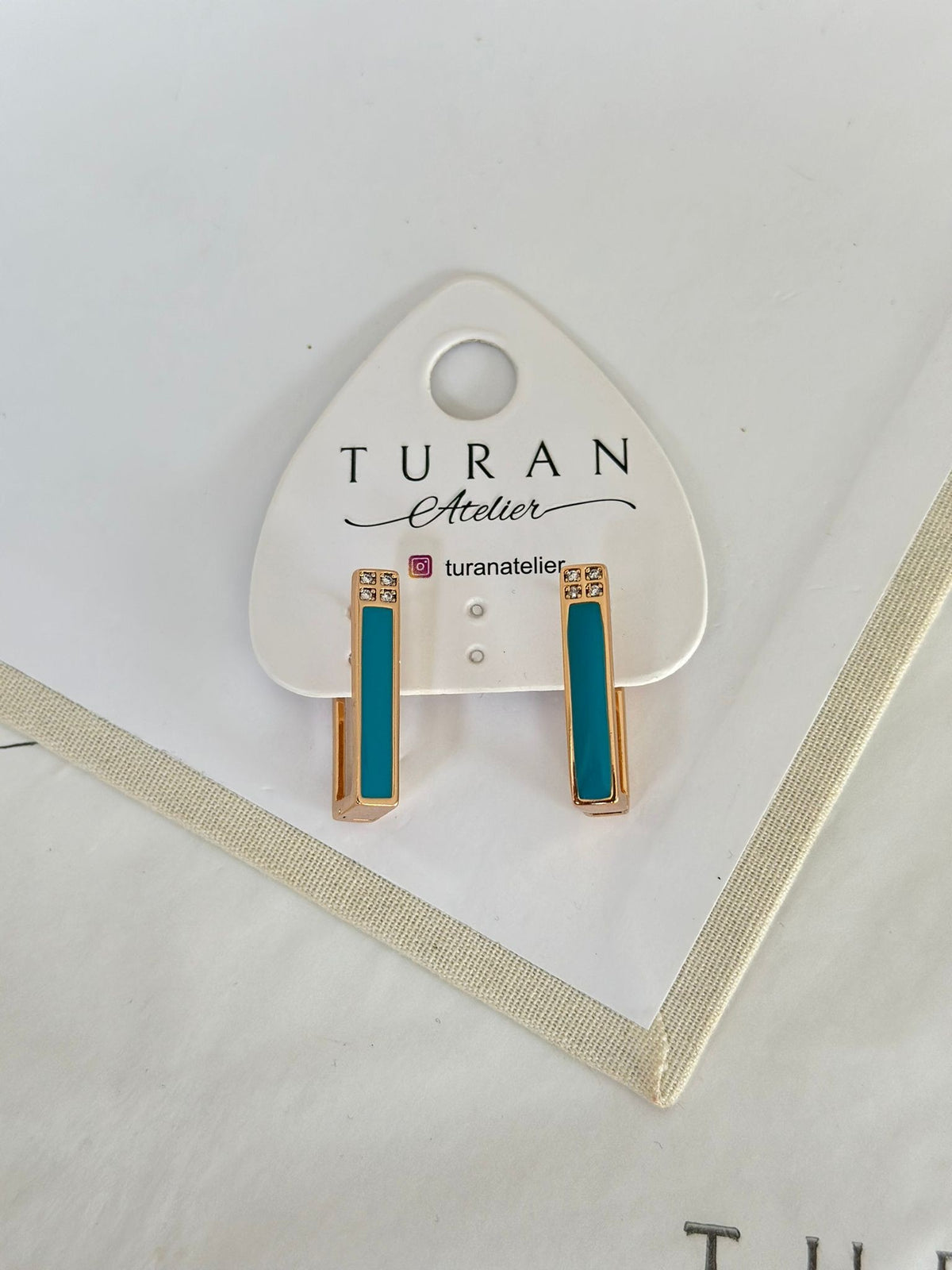 Dikdörtgen Formda Mavi Küpe