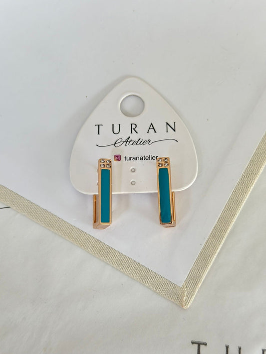 Dikdörtgen Formda Mavi Küpe