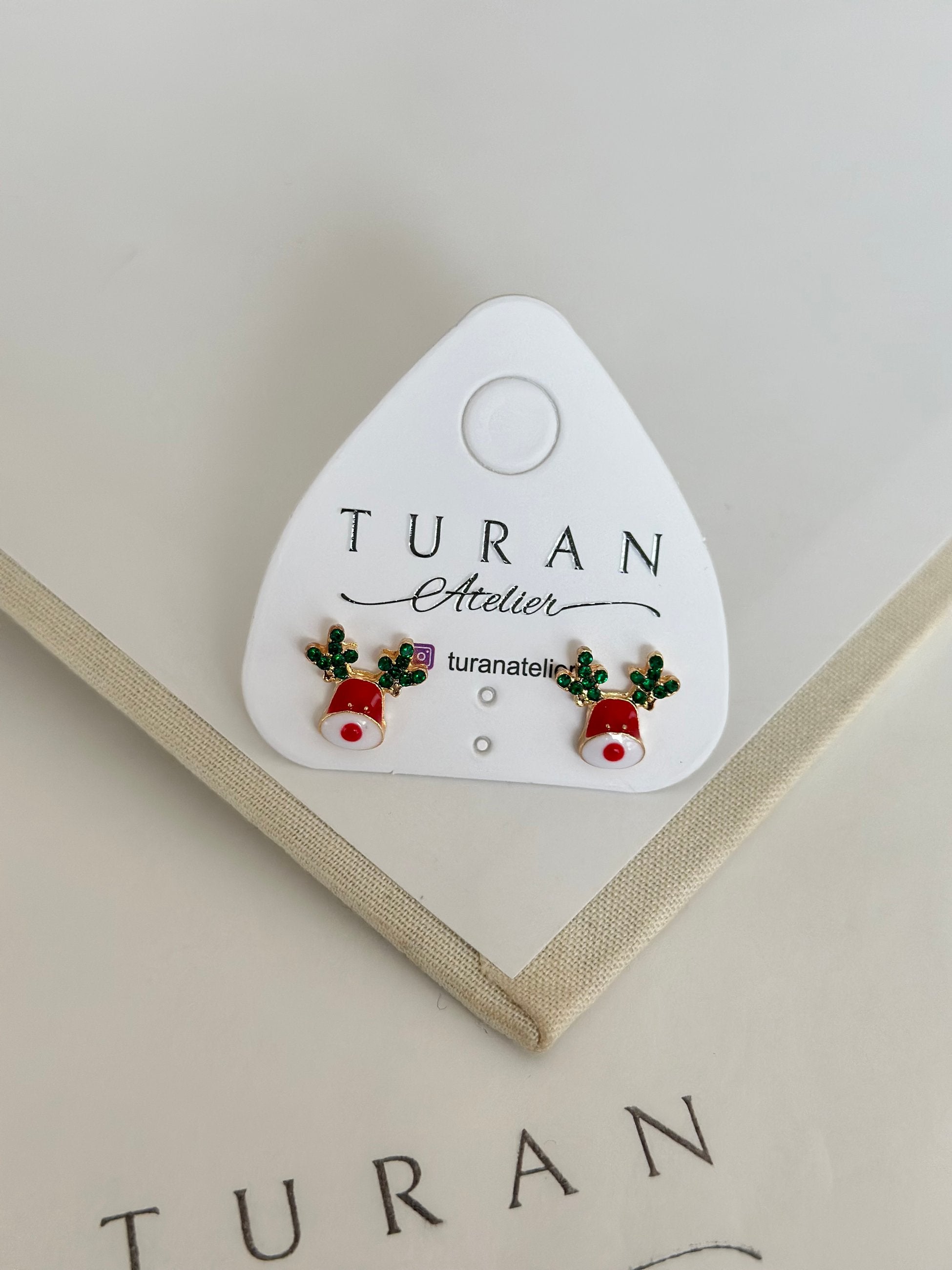 Yeni Yıl Temalı Geyik Küpe (Gold Detay)