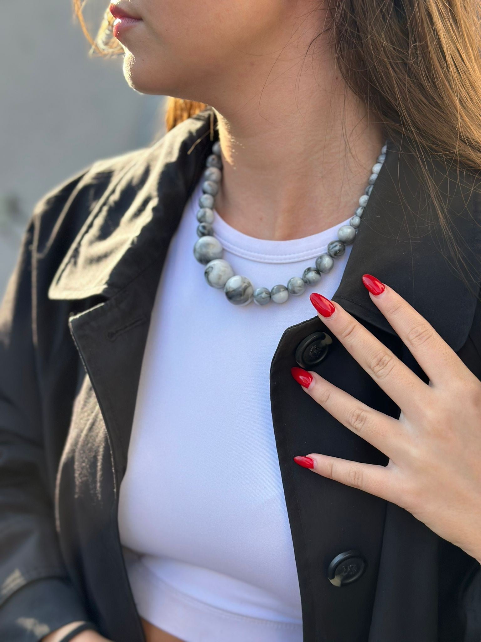 Antrasit Top Detay Kolye