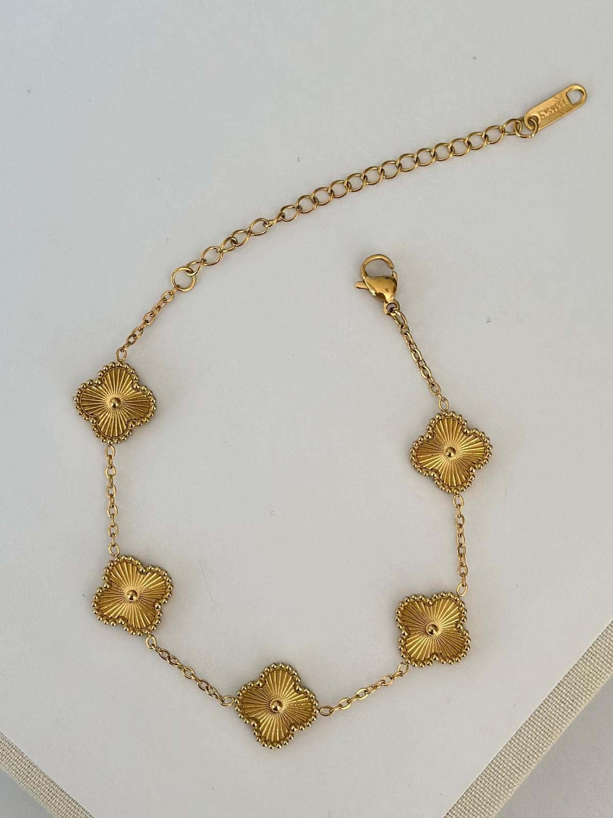 Gold Çelik Yonca Bileklik