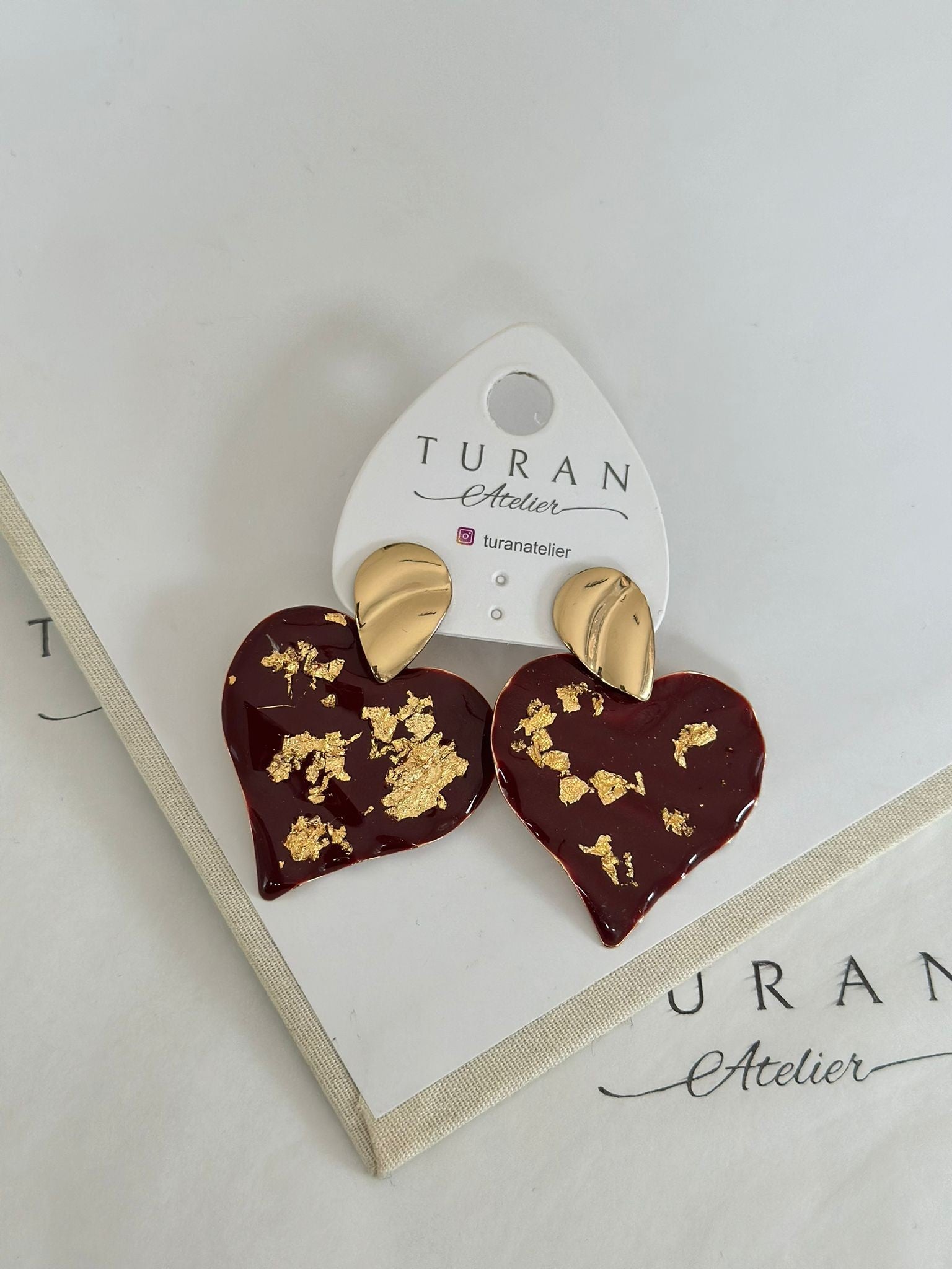 Tasarım Bordo Kalp Küpe