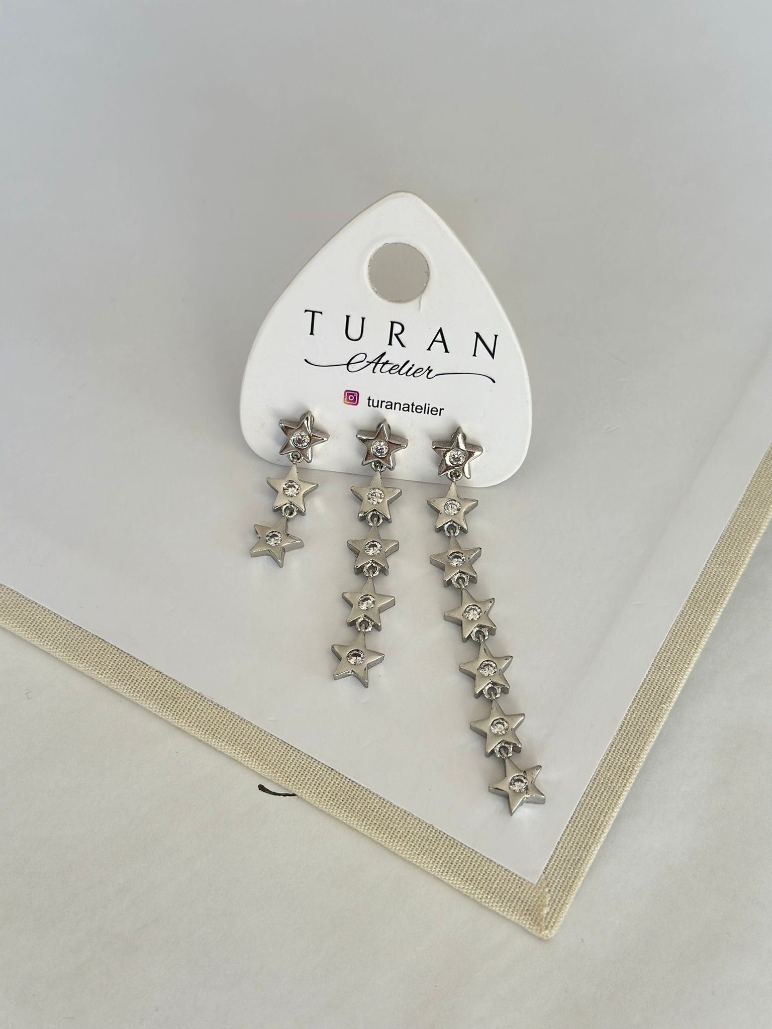 Gümüş Renk 3 lü Yıldız Kombin Küpe