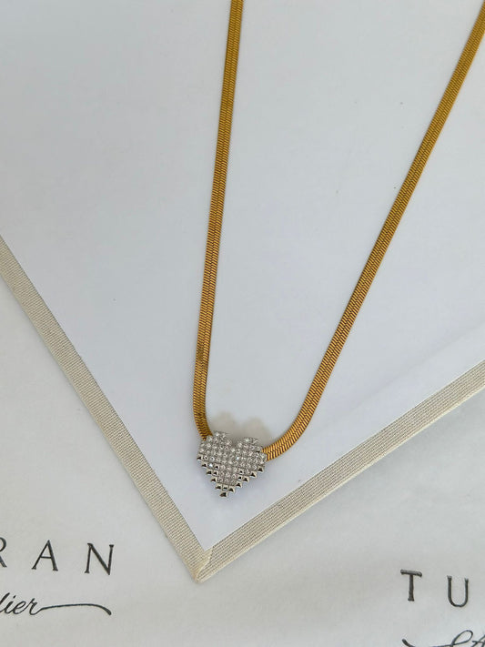 Kalp detay italyan kolye