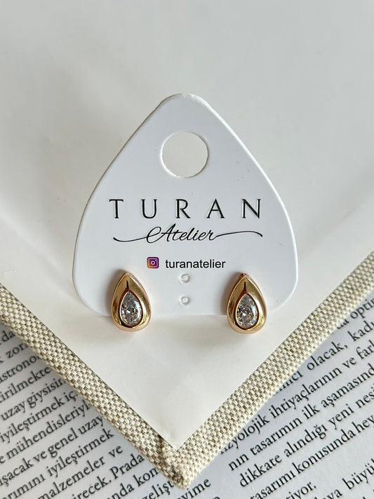 Mini Damlı Taşlı Küpe