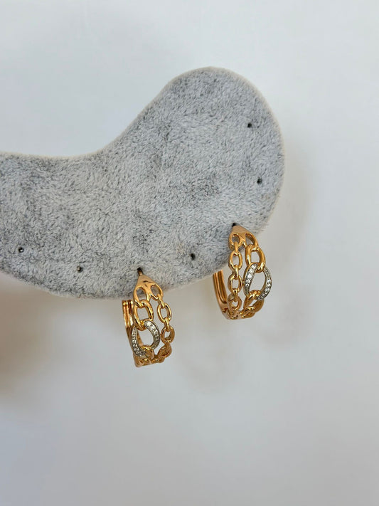 Bronz Gold Tasarım Halka Küpe