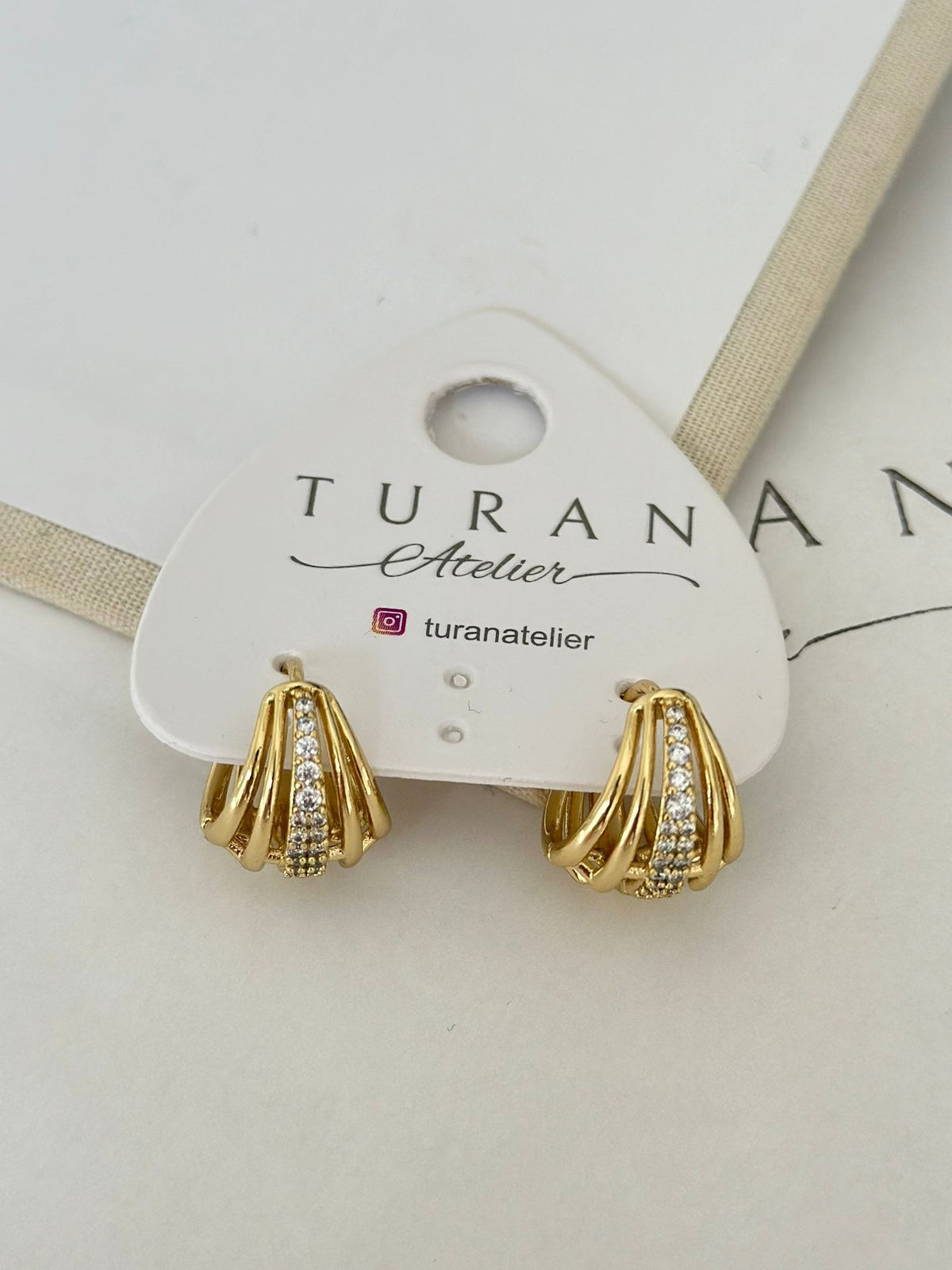 Ortası Taşlı Mini Küpe (14K Renk)