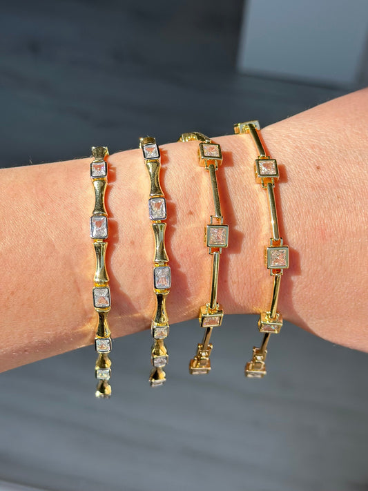 Baget Taş Gold Kemik Bileklik