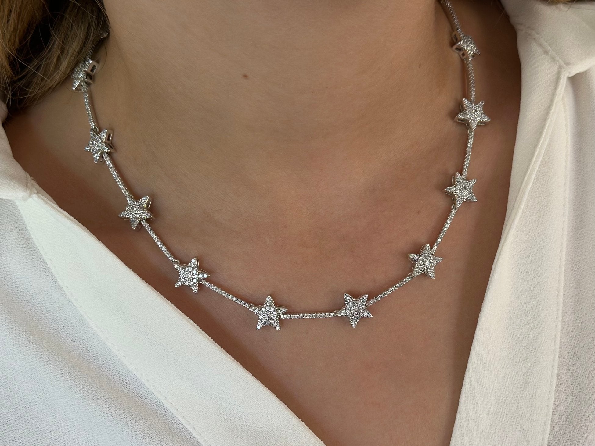 Gümüş Renk Zirkon Star Kolye