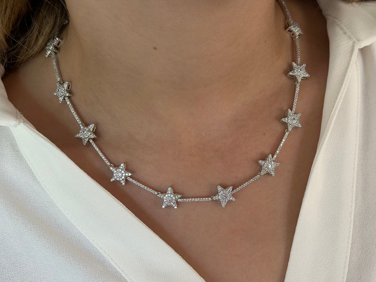 Gümüş Renk Zirkon Star Kolye