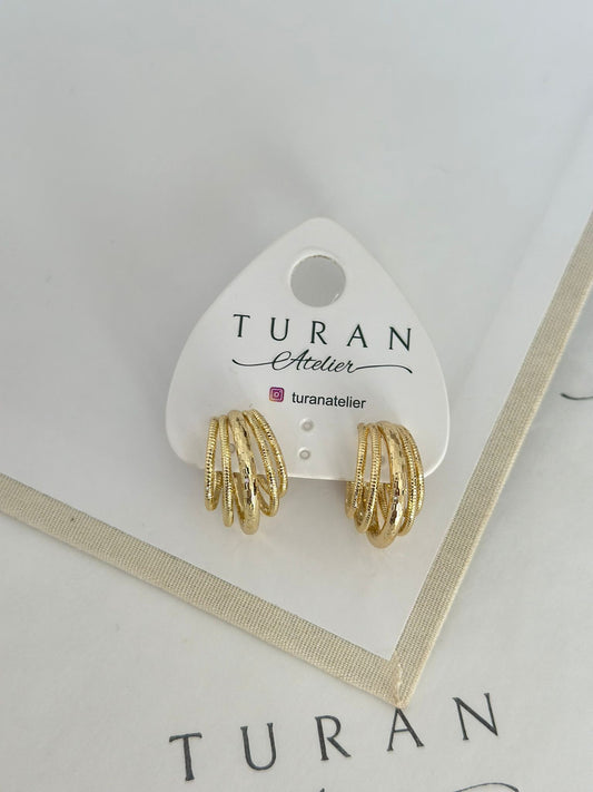 5 li Görünümlü Halka Formda Küpe (14K Renk)