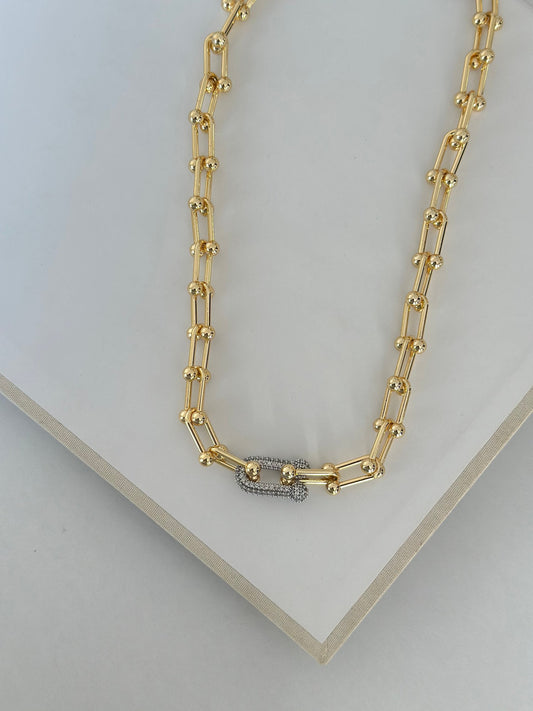 Özel Seri Zirkon Taşlı Gold Tiff Tasarım kolye