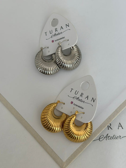 İstiridye Gold Çelik Küpe
