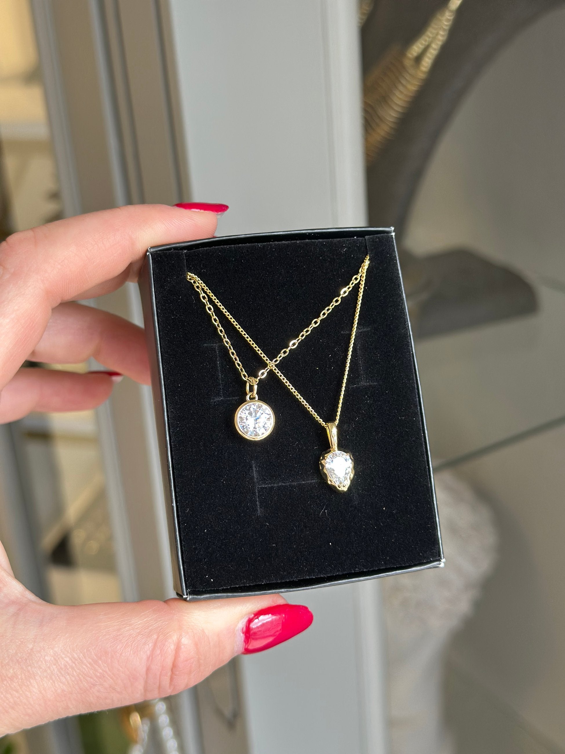 Damla Taşlı Kolye (14K Renk)