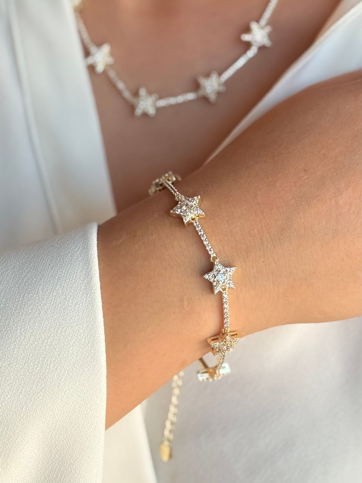 Gold Renk Star Zirkon Taşlı Bileklik