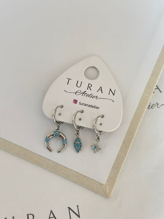 Mavi Detay Kombin Küpe